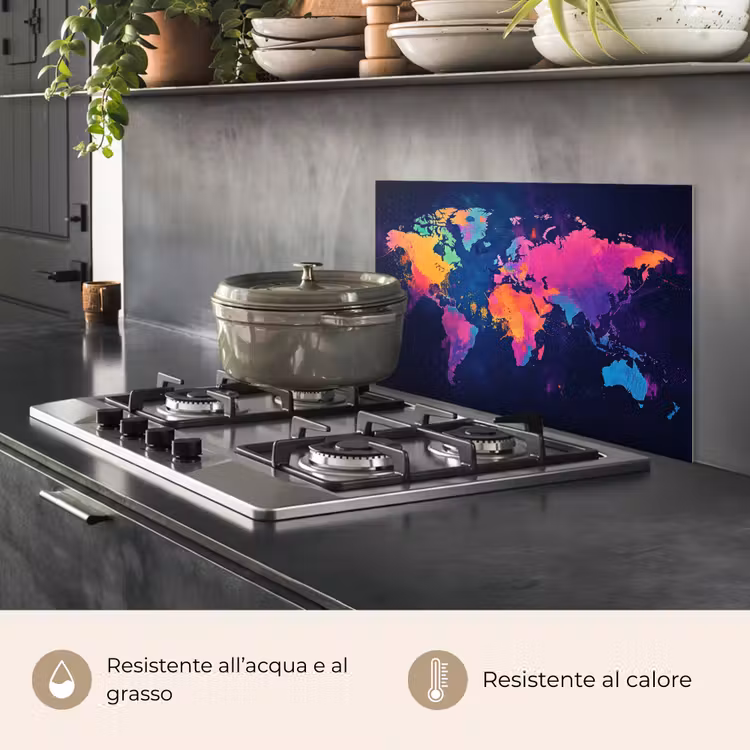 Paraschizzi cucina - Mappa del mondo - Colorato - Graffiti — 2