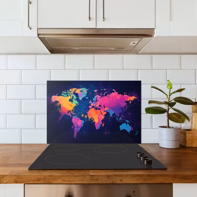 Paraschizzi cucina - Mappa del mondo - Colorato - Graffiti — 3