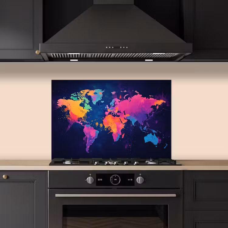 Paraschizzi cucina - Mappa del mondo - Colorato - Graffiti — 5