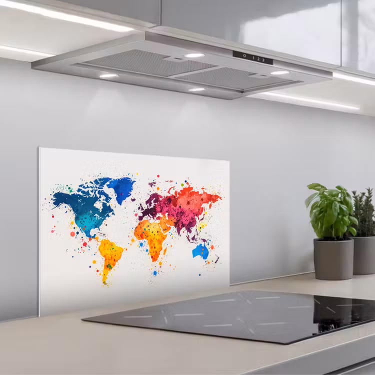 Paraschizzi cucina - Mappa del mondo - Graffiti - Colorati — 1