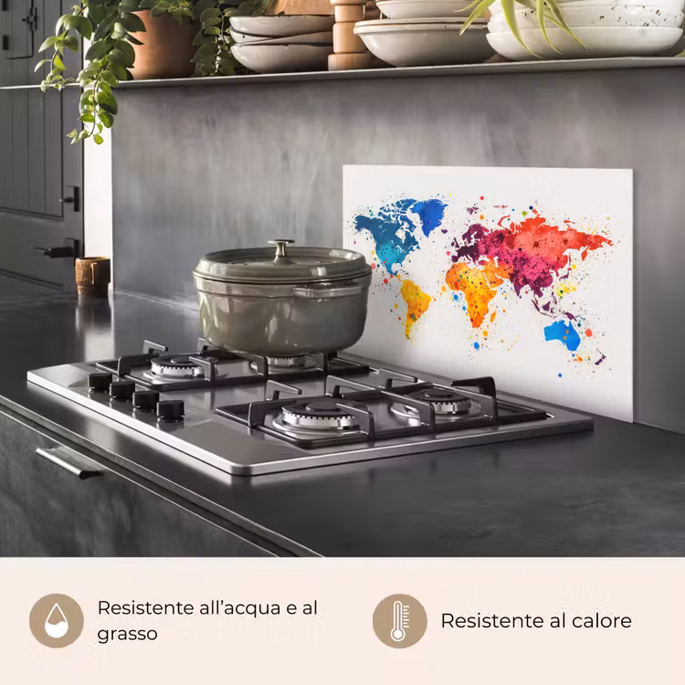 Paraschizzi cucina - Mappa del mondo - Graffiti - Colorati — 2