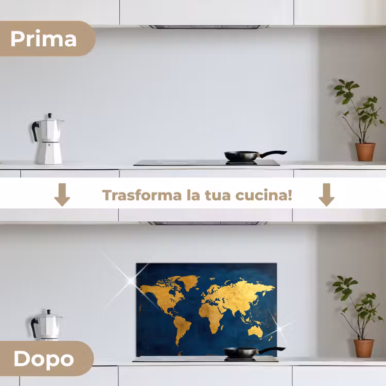 Paraschizzi cucina - Mappa del mondo - Oro - Blu scuro — 7