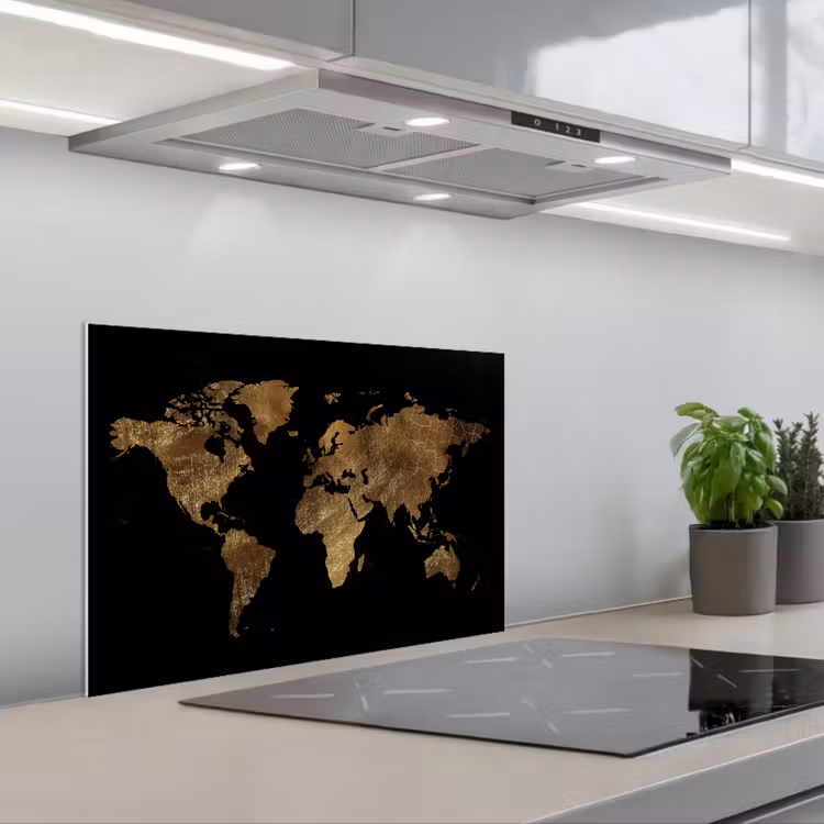 Paraschizzi cucina - Mappa del mondo - Oro - Lusso - Terra - Nero — 1