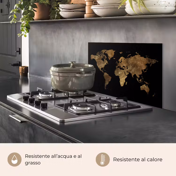 Paraschizzi cucina - Mappa del mondo - Oro - Lusso - Terra - Nero — 2