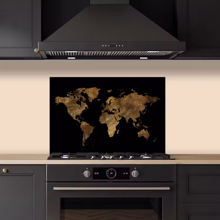 Paraschizzi cucina - Mappa del mondo - Oro - Lusso - Terra - Nero — 5