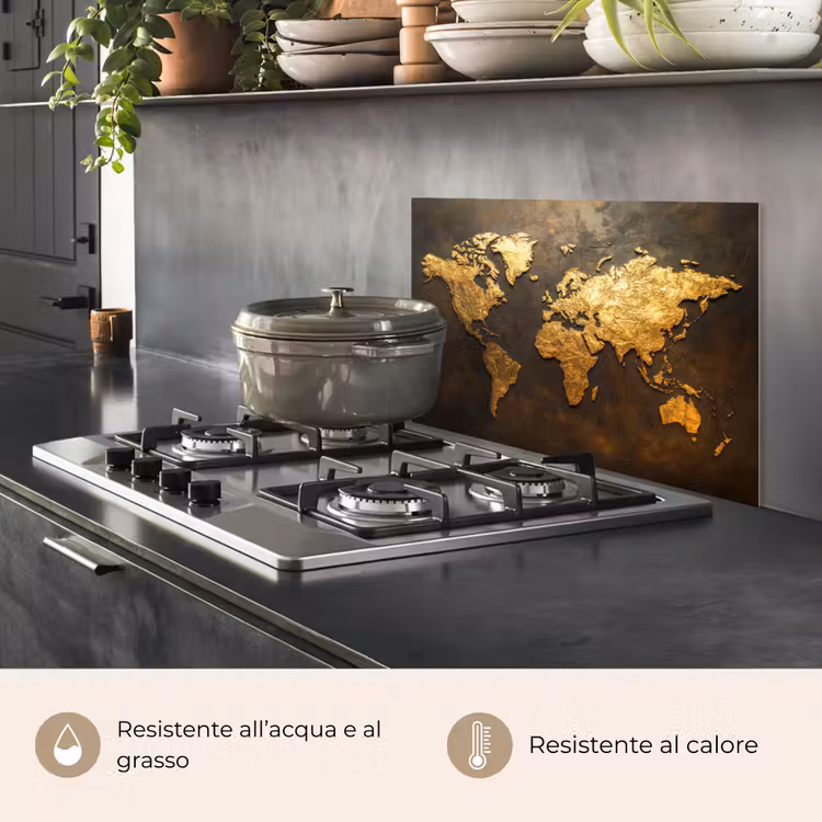 Paraschizzi cucina - Mappa del mondo - Oro - Ruggine — 2