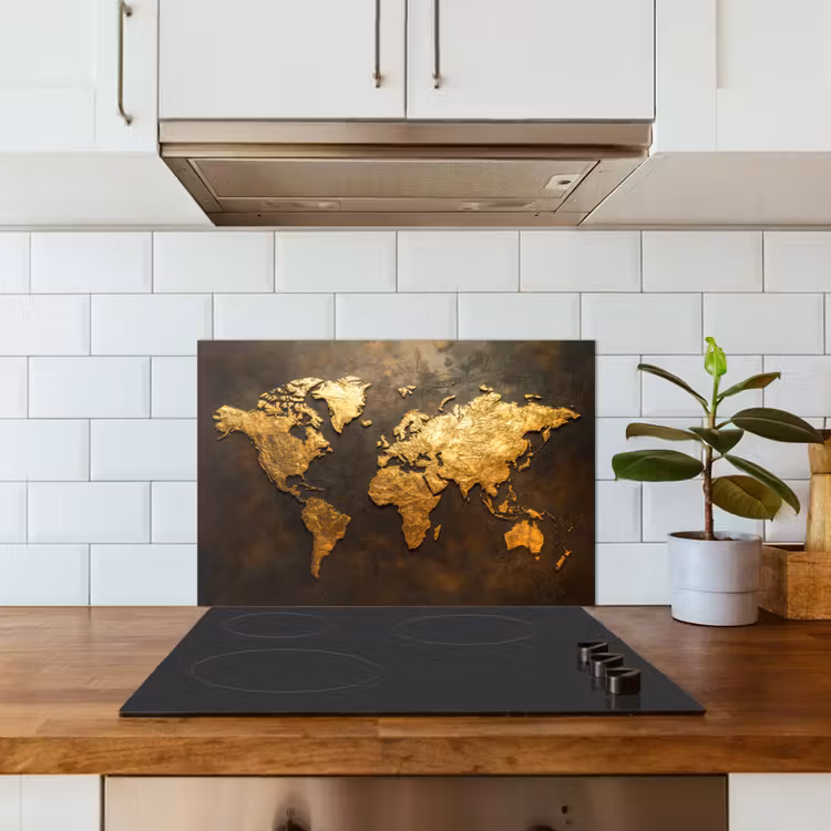 Paraschizzi cucina - Mappa del mondo - Oro - Ruggine — 3