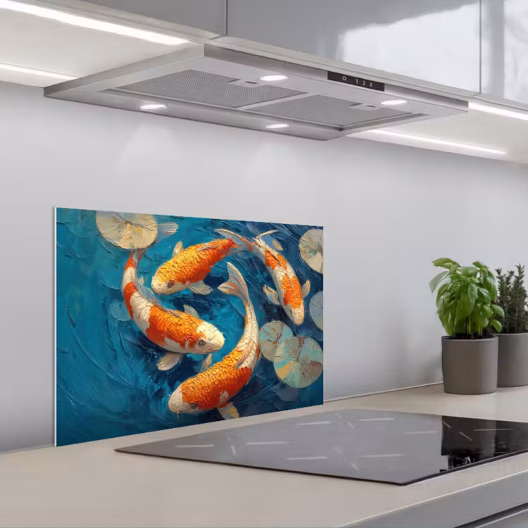 Paraschizzi cucina - Pesce - Ninfee - Arancione - Acqua — 1