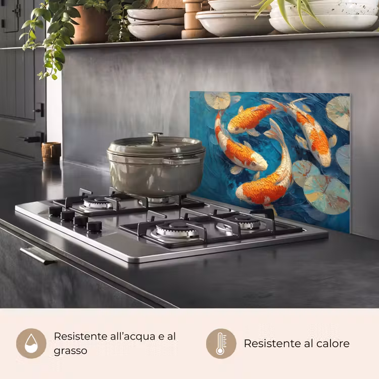 Paraschizzi cucina - Pesce - Ninfee - Arancione - Acqua — 2