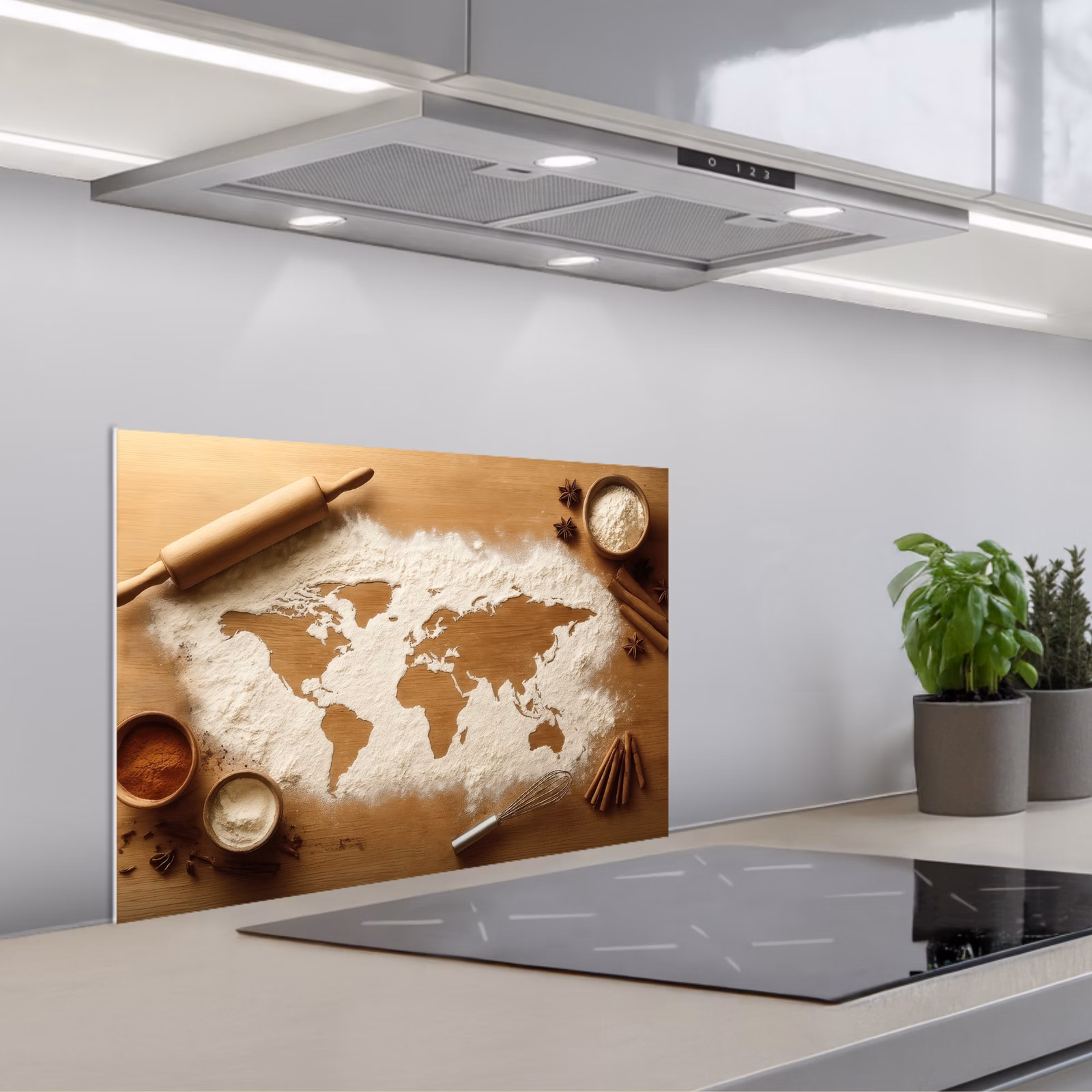 Paraschizzi cucina - Legno - Mappamondo - Cottura - Cucina — 1
