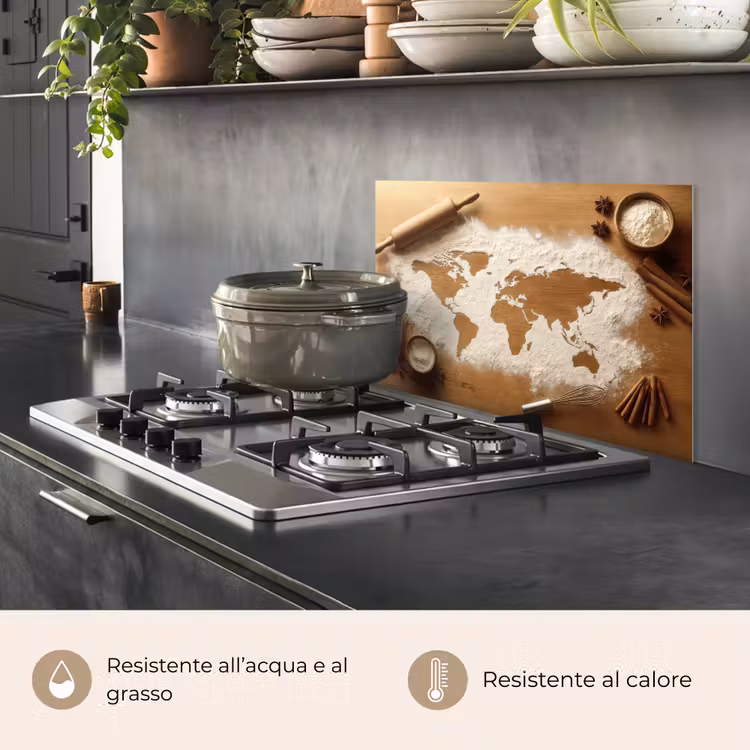 Paraschizzi cucina - Legno - Mappamondo - Cottura - Cucina — 2