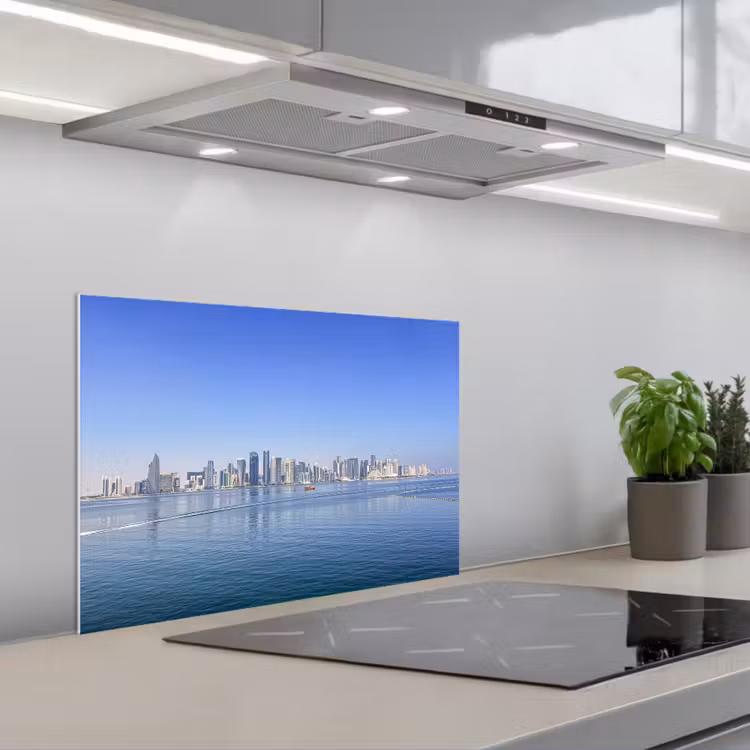 Paraschizzi cucina - Skyline - Blu - Mare - Edifici - Città — 1