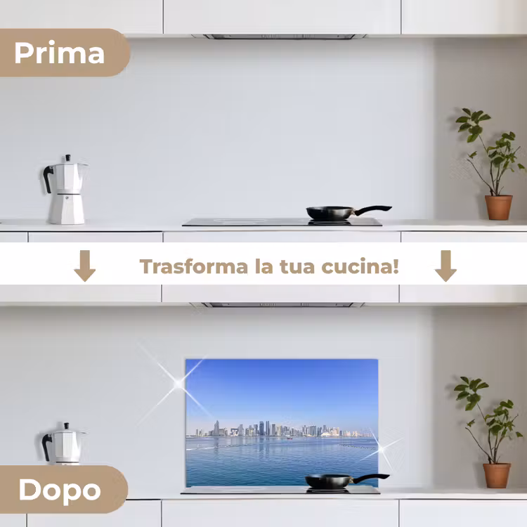 Paraschizzi cucina - Skyline - Blu - Mare - Edifici - Città — 7