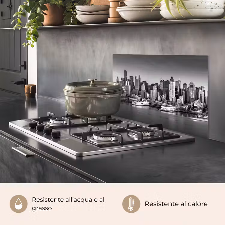 Paraschizzi cucina - Skyline - Città - Grattacieli - Nero - Bianco — 2