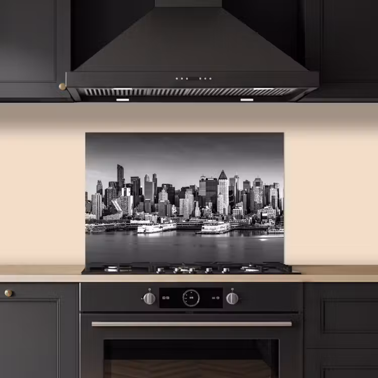 Paraschizzi cucina - Skyline - Città - Grattacieli - Nero - Bianco — 5