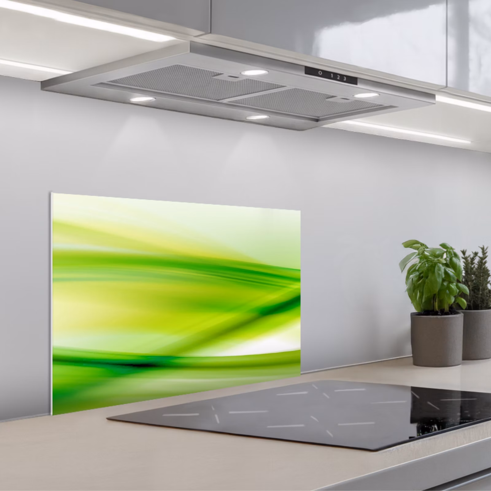 Paraschizzi cucina - Onde - Astratto - Verde — 1