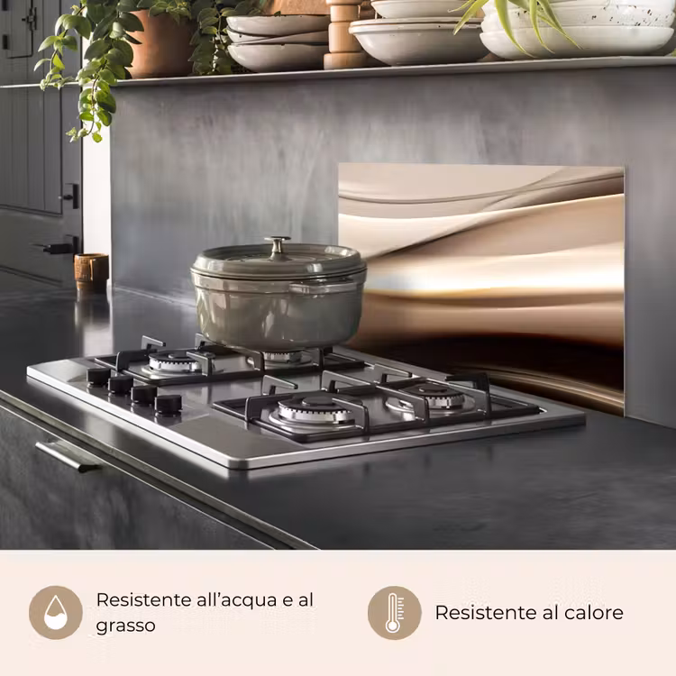 Paraschizzi cucina - Onde - Astratto - Beige caldo — 2