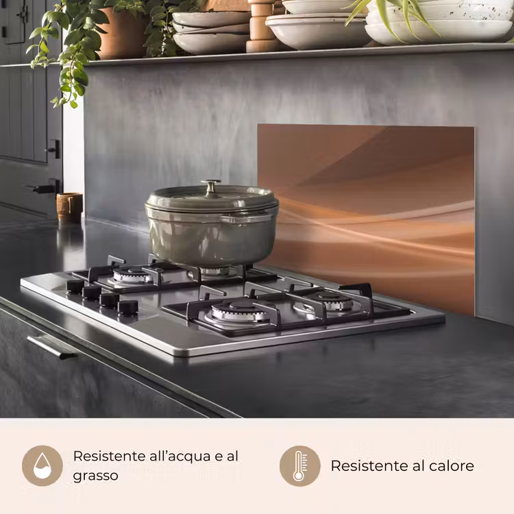 Paraschizzi cucina - Onde - Astratto - Marrone — 2