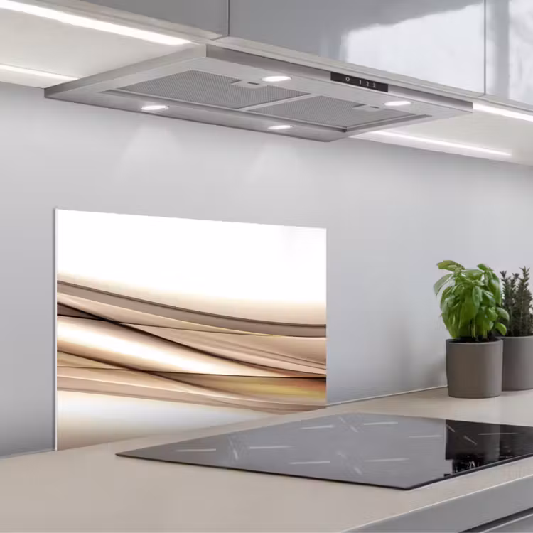 Paraschizzi cucina - Onde - Astratto - Taupe — 1