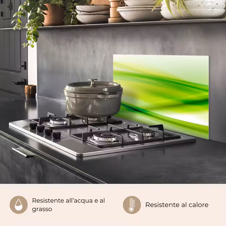 Paraschizzi cucina - Onde - Astratto - Verde — 2