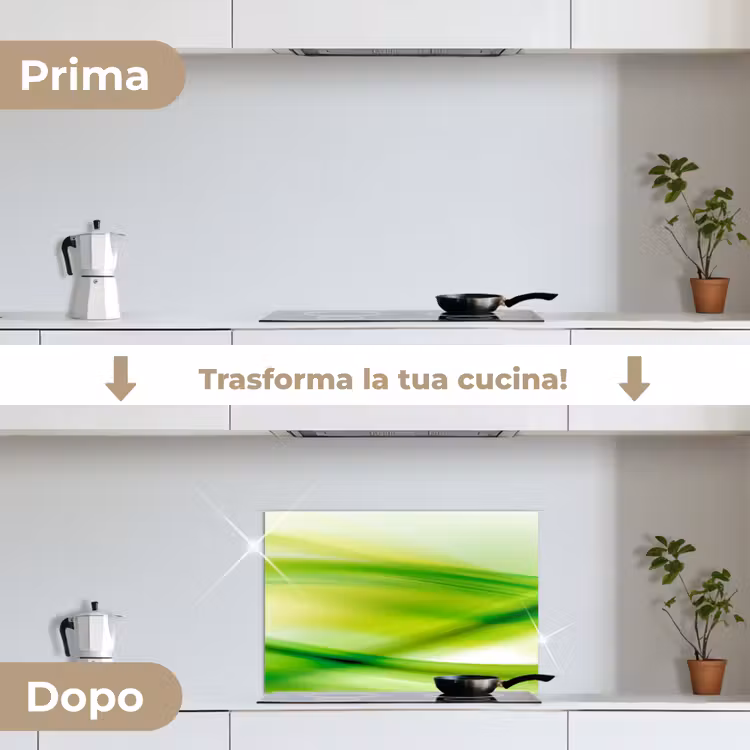 Paraschizzi cucina - Onde - Astratto - Verde — 7
