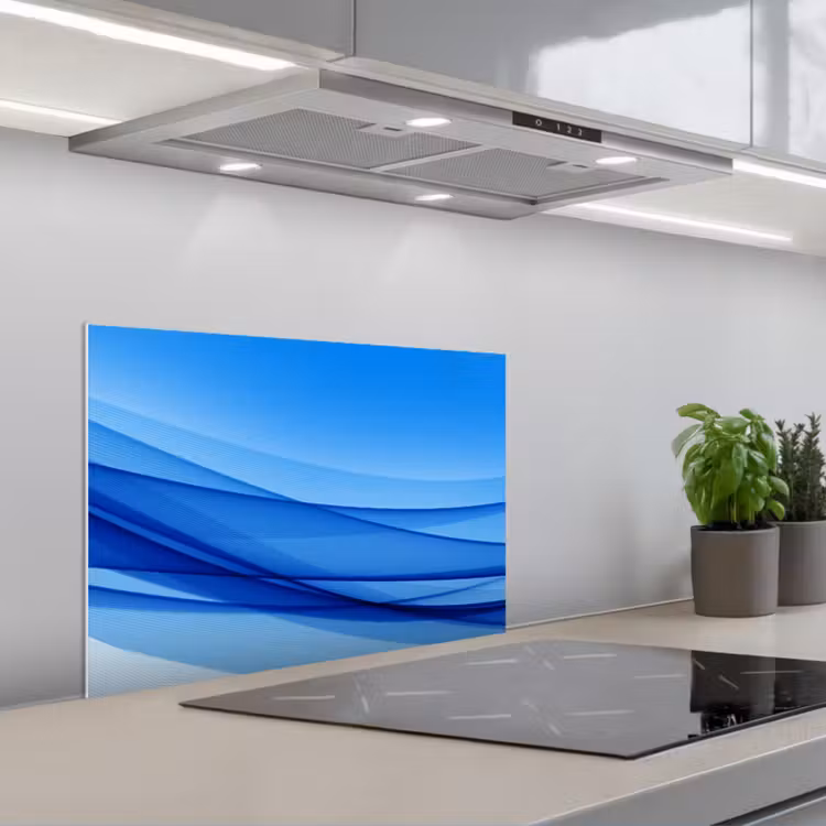Paraschizzi cucina - Onde - Luminoso - Blu — 1