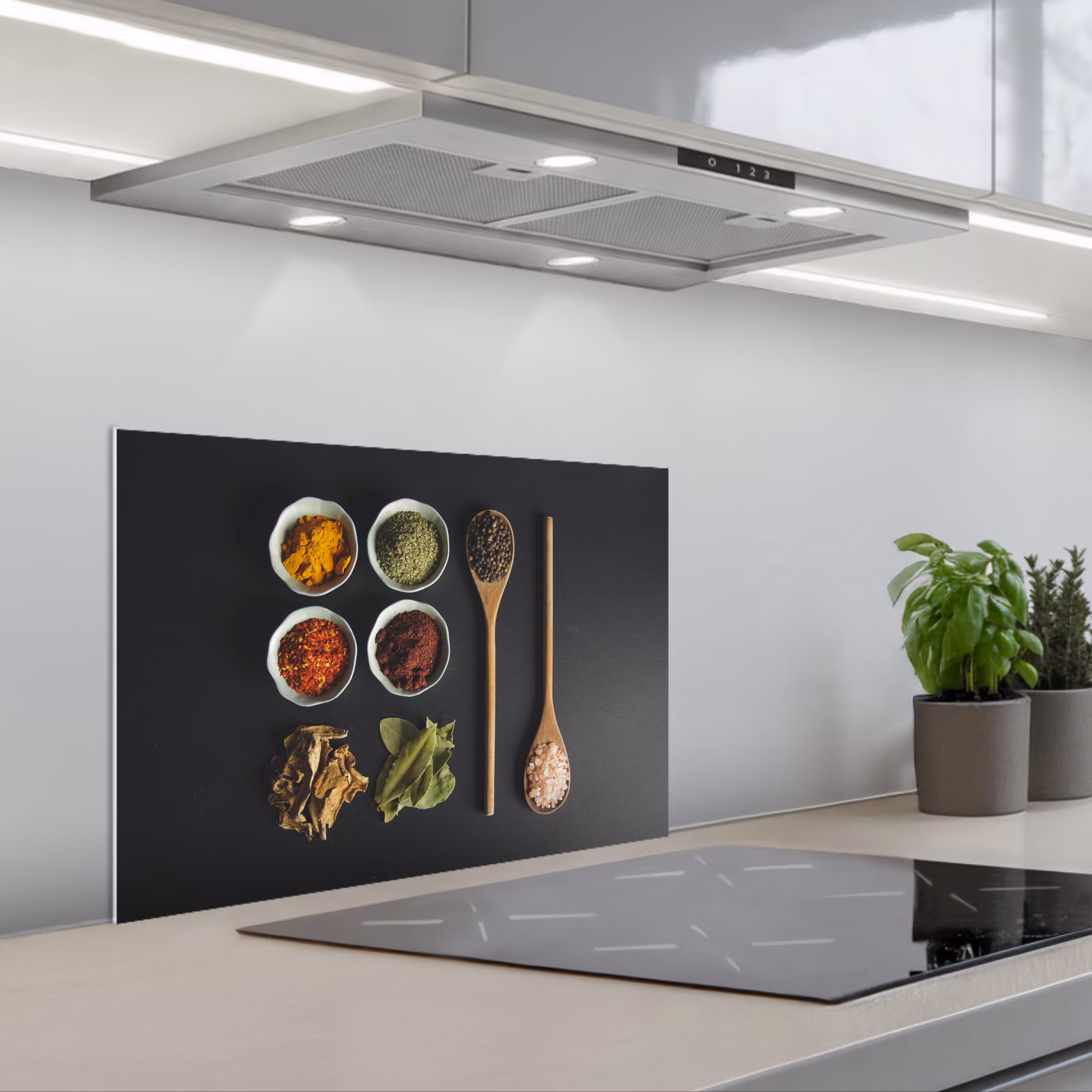 Paraschizzi cucina - Mestolo - Spezie - Erbe - Verde - Marrone - Rustico — 1