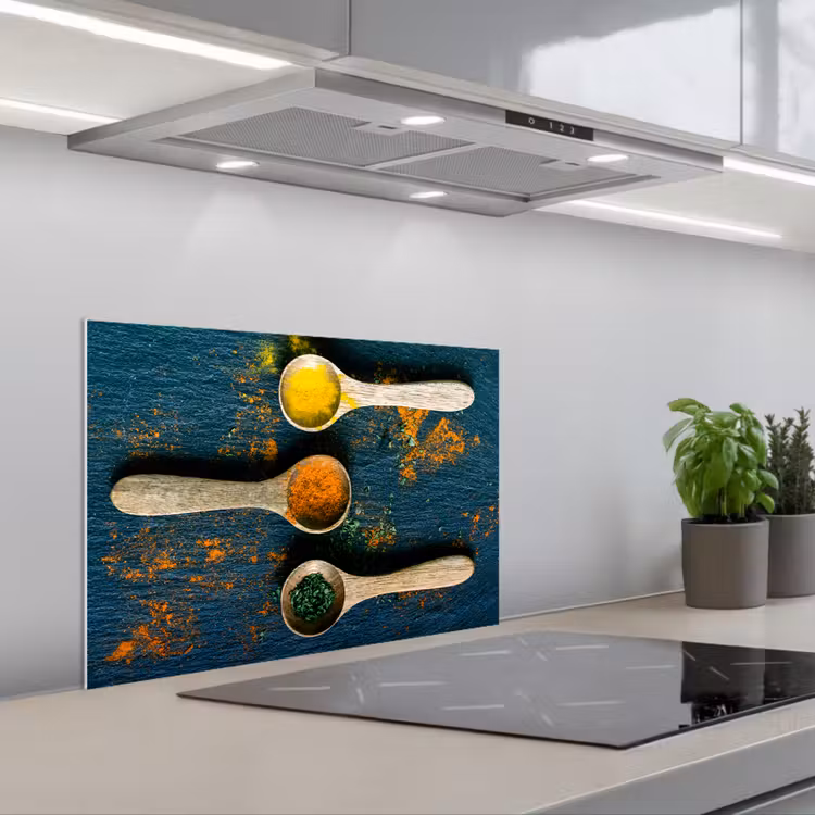 Paraschizzi cucina - Spezie - Cucchiaio - Erbe - Marrone - Giallo - Verde — 1