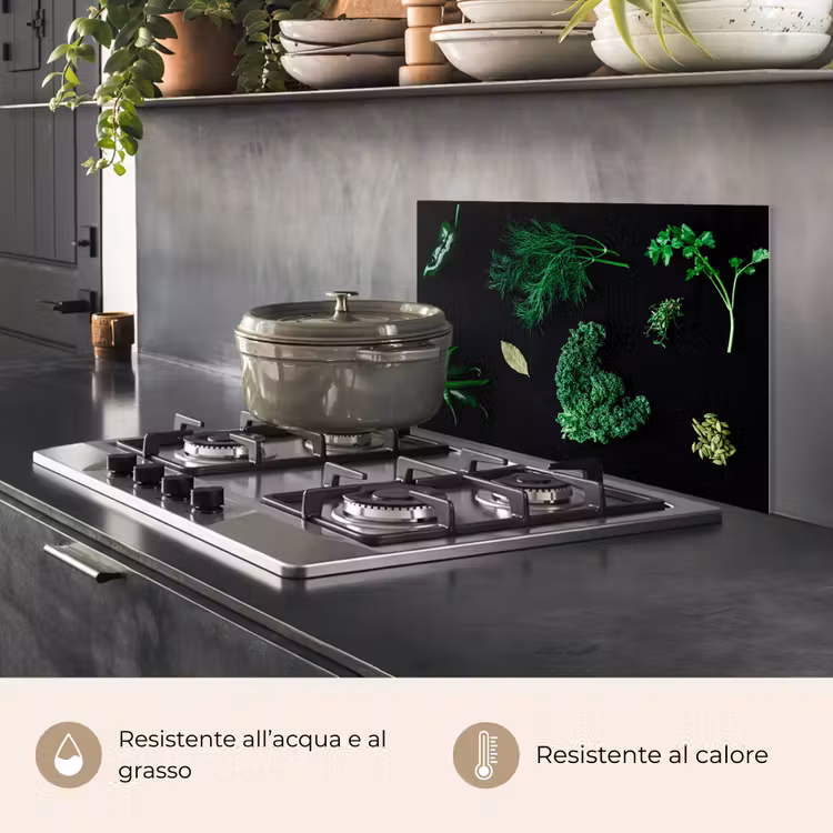 Paraschizzi cucina - Spezie ed erbe su sfondo nero — 2