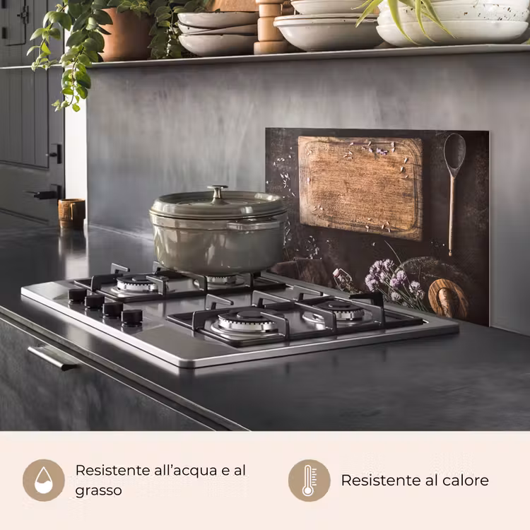 Paraschizzi cucina - Tagliere - Erbe - Cucchiaio - Cucina - Rustico - Mortaio - Erba cipollina — 2