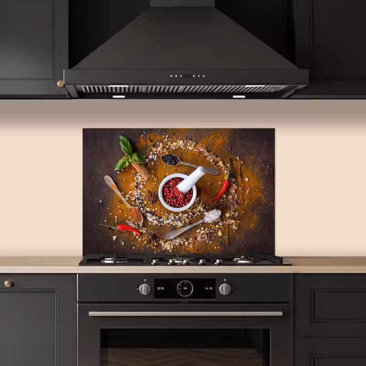 Paraschizzi cucina - Mortaio - Erbe - Cucchiai - Spezie - Marrone - Pepe — 5