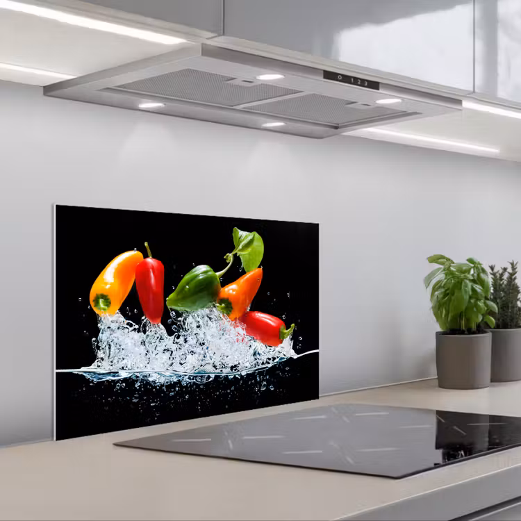 Paraschizzi cucina - Peperoni - Neri - Verdure - Acqua - Foglie — 1