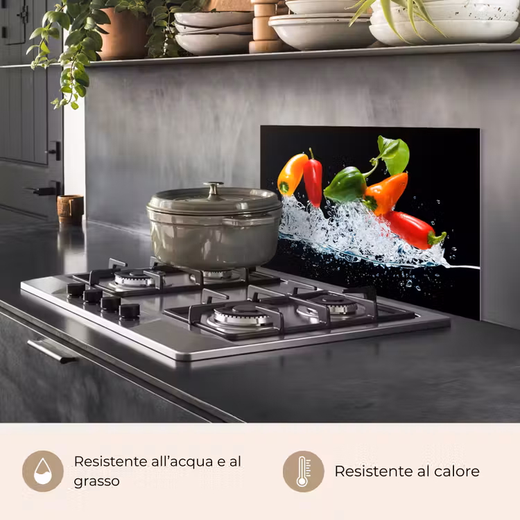 Paraschizzi cucina - Peperoni - Neri - Verdure - Acqua - Foglie — 2