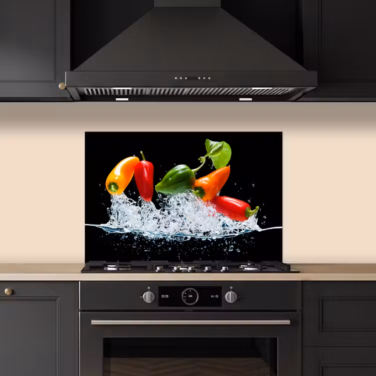 Paraschizzi cucina - Peperoni - Neri - Verdure - Acqua - Foglie — 5