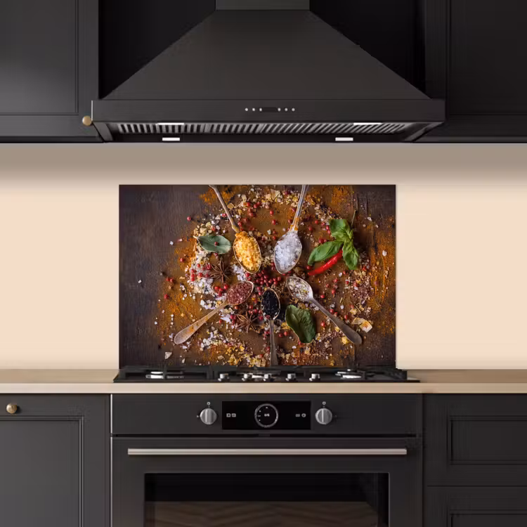 Paraschizzi cucina - Spezie - Erbe - Cucchiai - Sale - Marrone - Cucina — 5