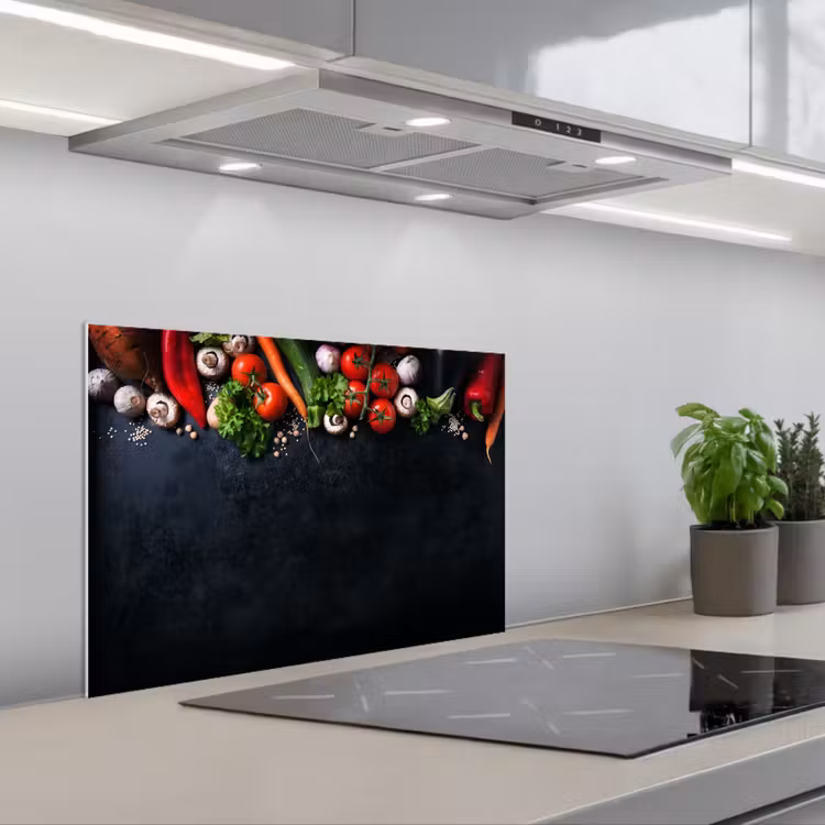 Paraschizzi cucina - Verdure - Erbe - Spezie - Nero - Rustico - Cucina — 1