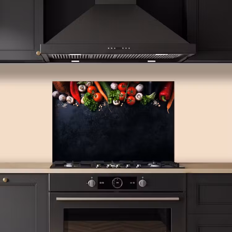Paraschizzi cucina - Verdure - Erbe - Spezie - Nero - Rustico - Cucina — 5