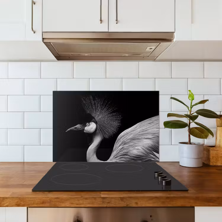 Paraschizzi cucina - Gru - Nero - Bianco - Uccello - Animali — 3