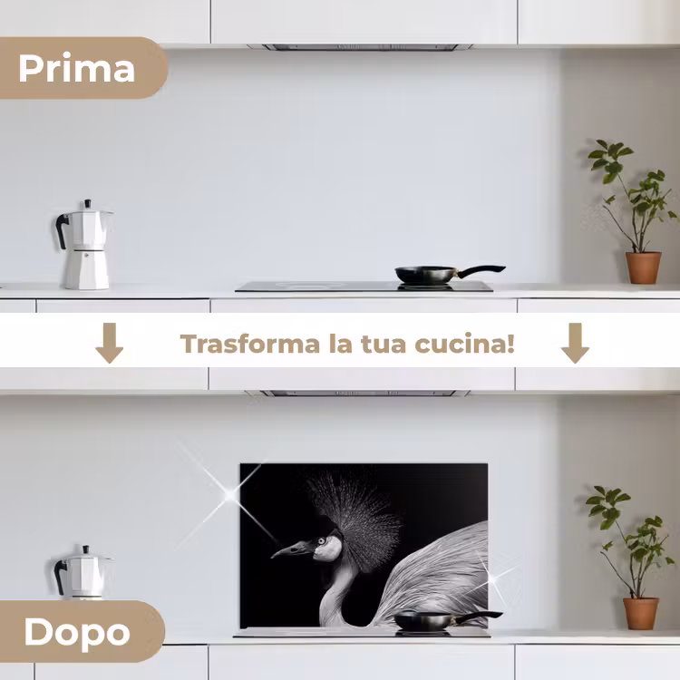 Paraschizzi cucina - Gru - Nero - Bianco - Uccello - Animali — 7