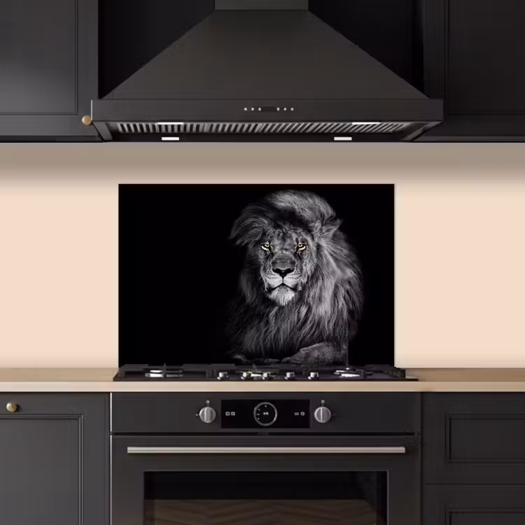 Paraschizzi cucina - Leone - Occhi - Arancio - Bianco e nero - Animali - Ritratto — 5