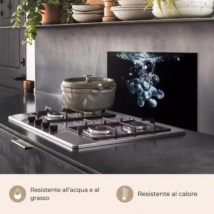 Paraschizzi cucina - Mirtilli - Frutta - Bacche - Natura morta - Acqua - Nero — 2