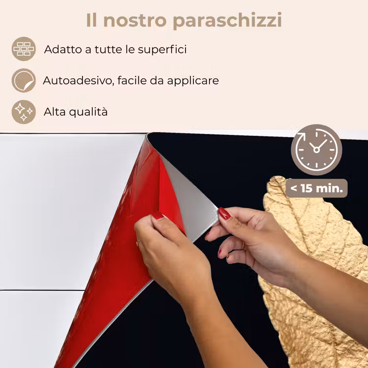 Paraschizzi cucina - Nero e oro - Foglie - Nero - Piante - Lusso — 4