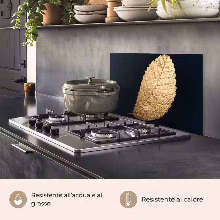 Paraschizzi cucina - Oro - Foglie - Nero - Piante - Lusso - Natura — 2