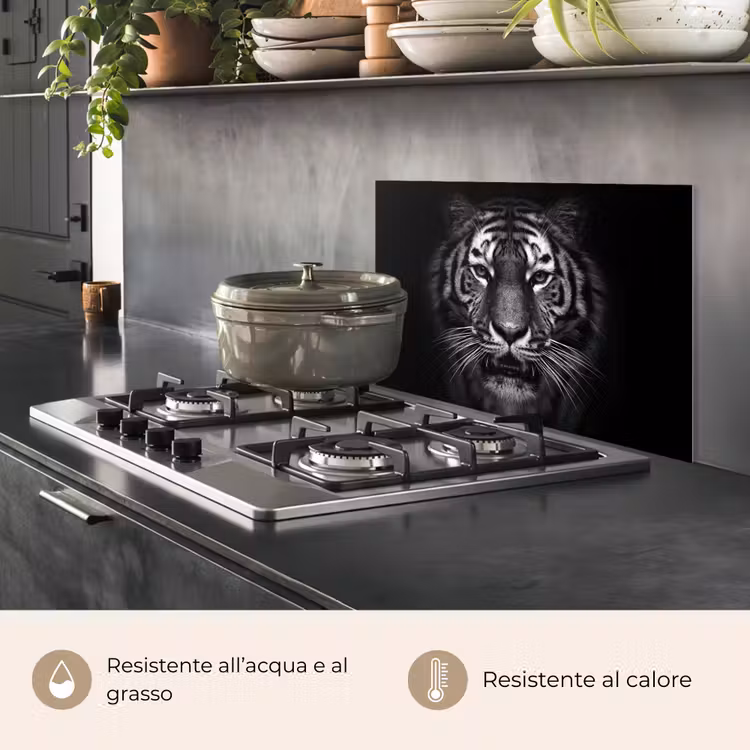 Paraschizzi cucina - Tigre - Animali - Nero - Bianco - Ritratto - Selvaggio — 2