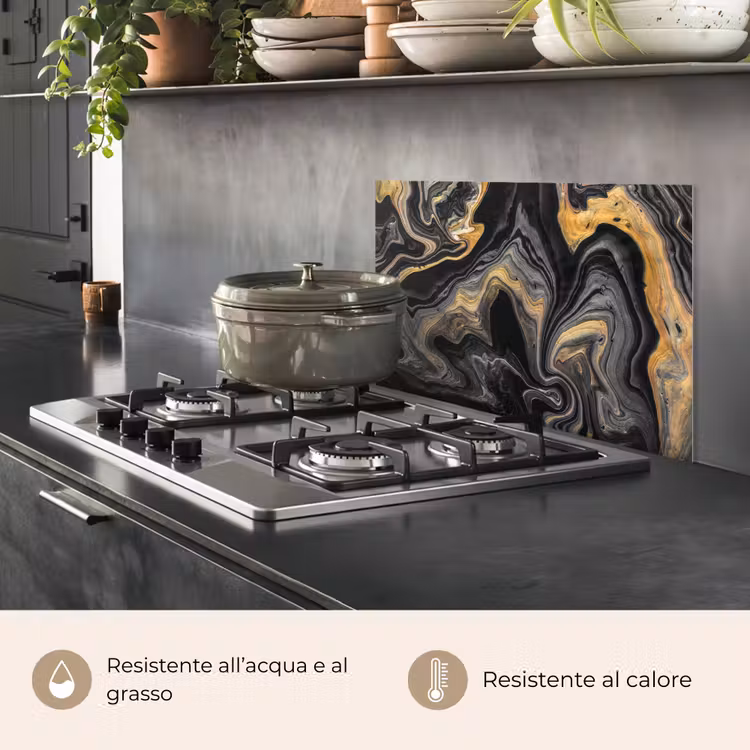 Paraschizzi cucina - Marmo - Acrilico - Oro - Lusso - Astratto — 2