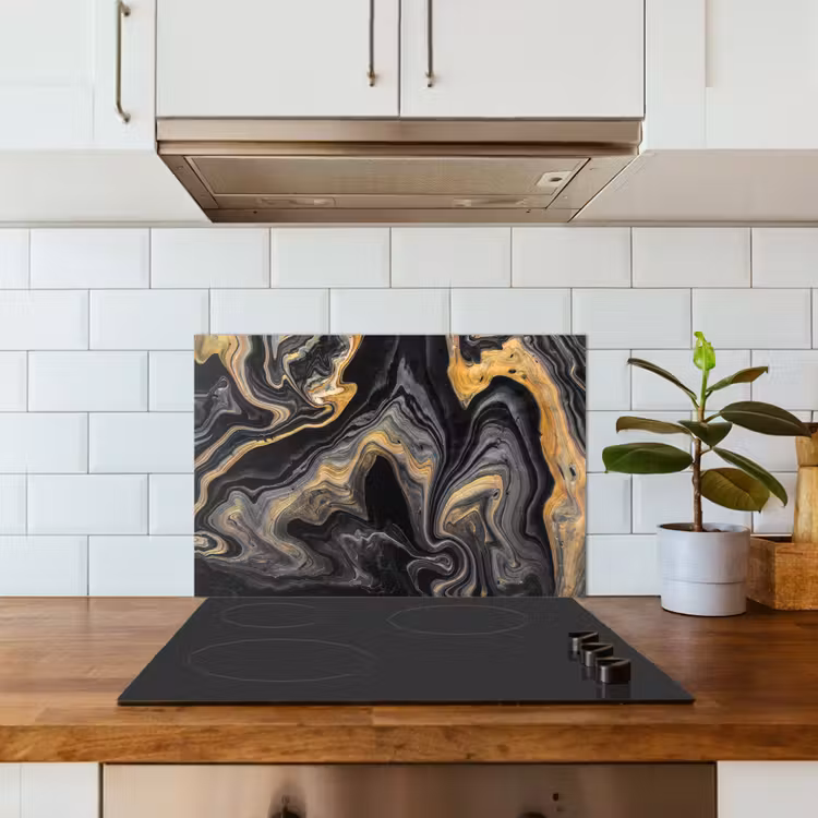 Paraschizzi cucina - Marmo - Acrilico - Oro - Lusso - Astratto — 3