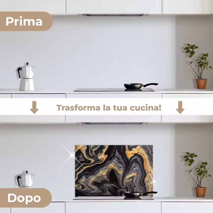 Paraschizzi cucina - Marmo - Acrilico - Oro - Lusso - Astratto — 7