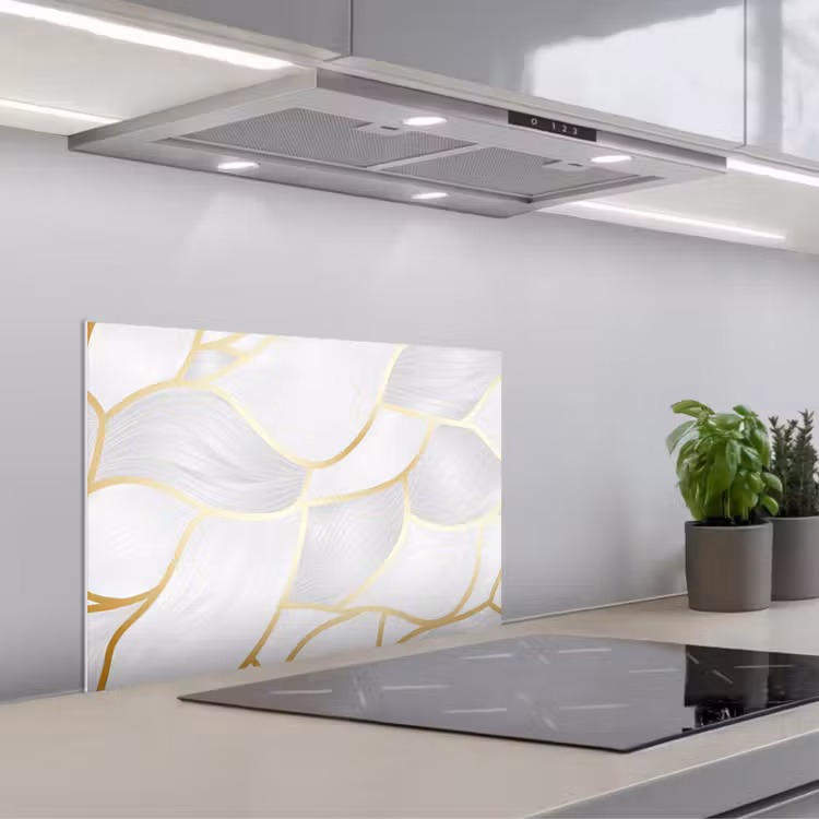 Paraschizzi cucina - Motivo astratto con linee dorate — 1
