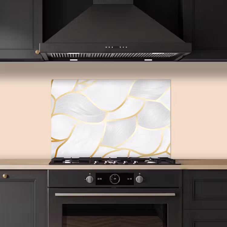 Paraschizzi cucina - Motivo astratto con linee dorate — 5