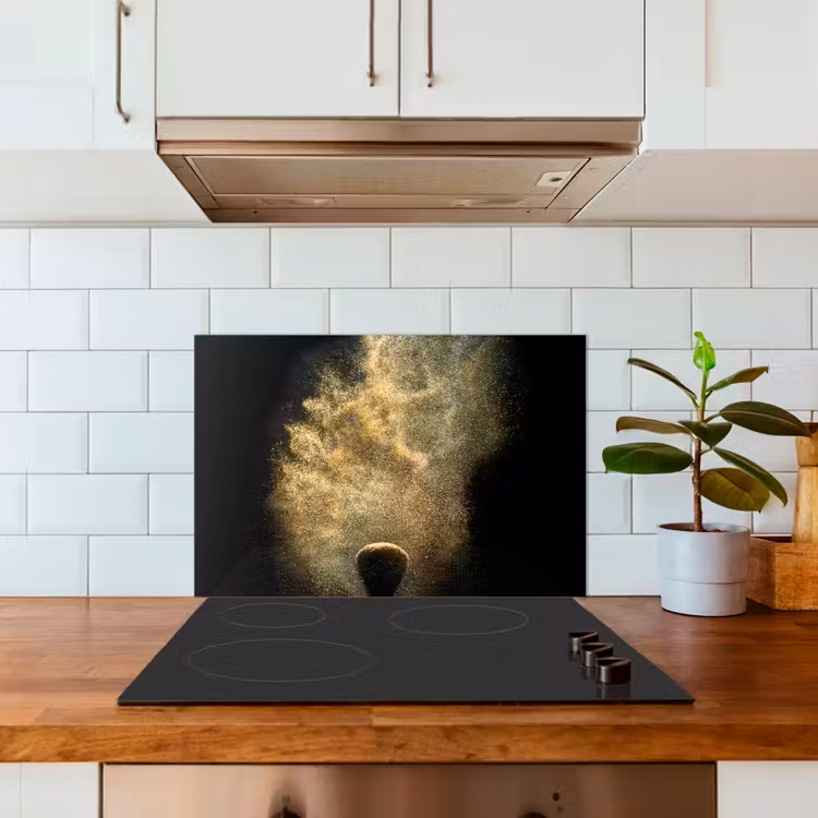 Paraschizzi cucina - Polvere d'oro su sfondo nero — 3